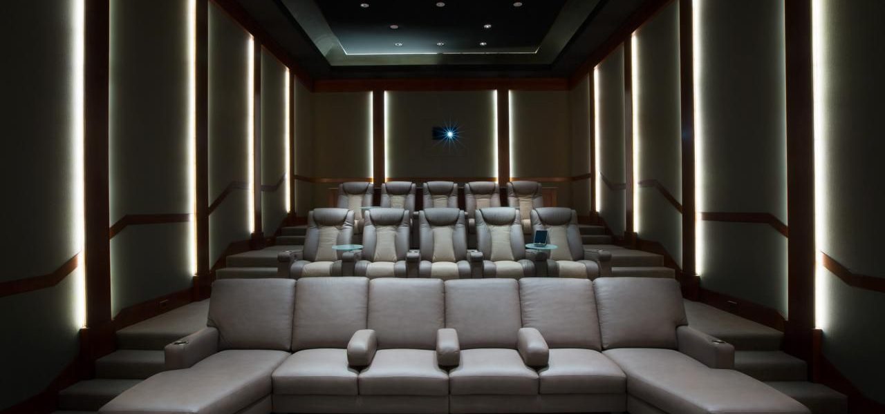 Luxury residential home theatre with cinema seating
